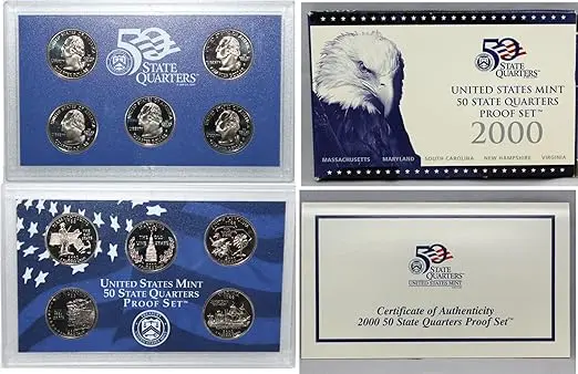 2000 United States Mint Kennedy & State Quarters Set