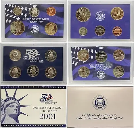 2001 United States Mint Kennedy & State Quarters Set