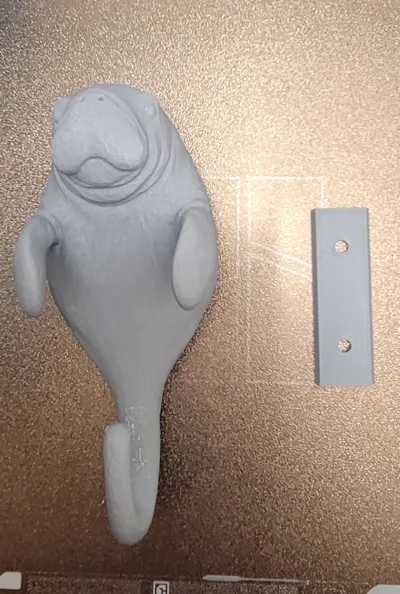 Manatee Wall Hooks 5 1/2 in Tall 2 1/2 in Thick (RED/GOLD)