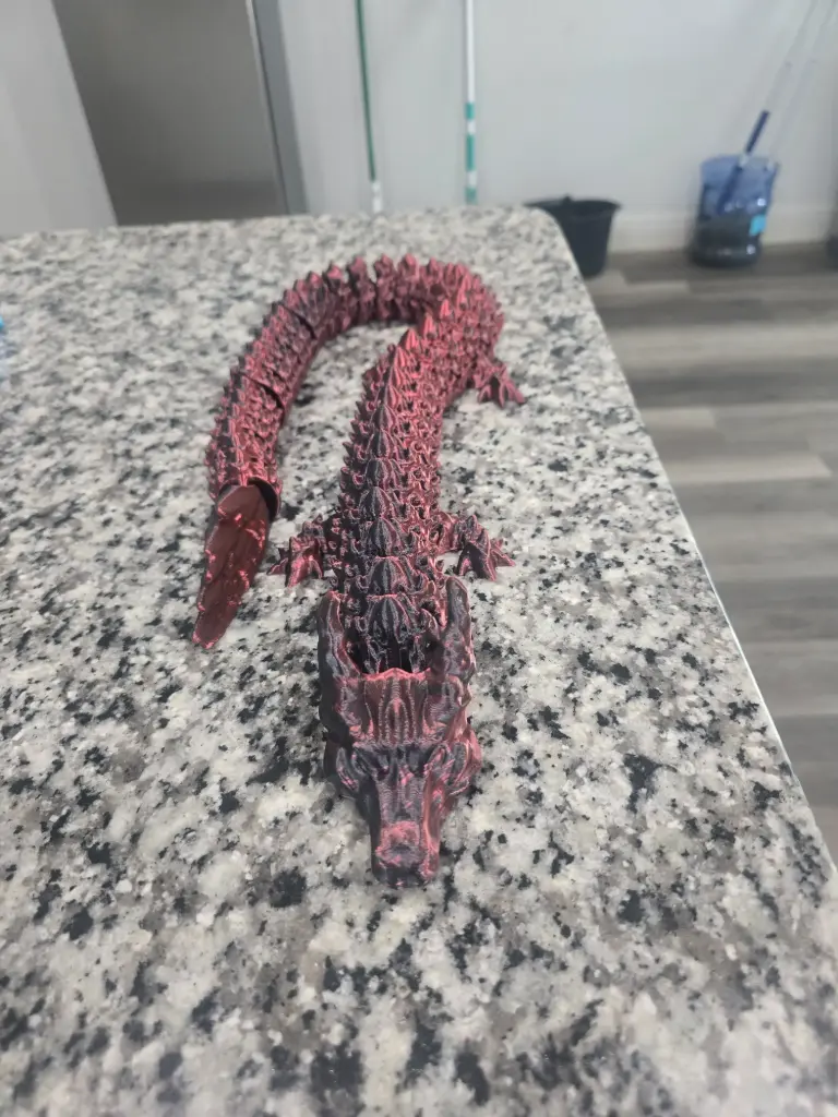 Articulated Dragon 2 1/2 Feet Long 6 Inches Tall (RED/GOLD)